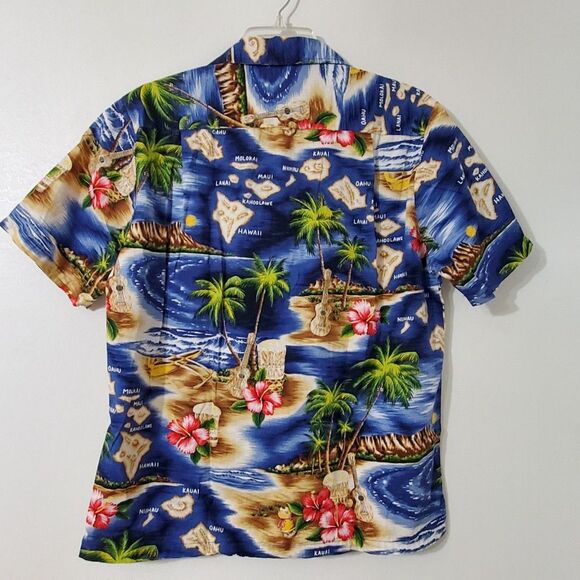 VTG RJC Made in Hawaii USA Button Up Hawaiian Shirt Floral Men's Size Medium - Picture 2 of 5